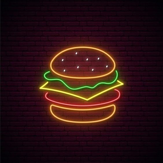 Burger Neon Sign - Vibrant Fast Food Decor