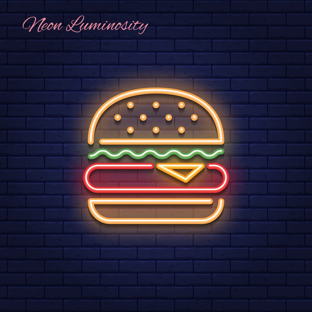 Neon Luminosity neon sign Neon Burger Icon Logo – Inspired by Neon Pizza & Fast Food Neon Lights